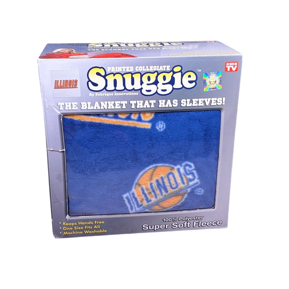 Snuggie Illinois Fighting Illini Blanket Sleeves Unisex OS Blue Fleece NCAA 2010